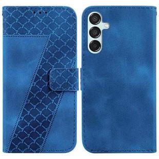 For Samsung Galaxy M15/F15 Seven-shaped Embossed Leather Phone Case(Blue)