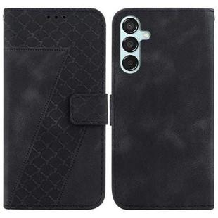 For Samsung Galaxy M15/F15 Seven-shaped Embossed Leather Phone Case(Black)