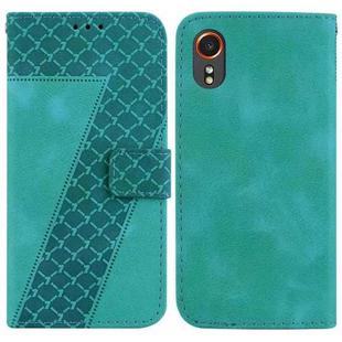 For Samsung Galaxy Xcover7 7-shaped Embossed Leather Phone Case(Green)