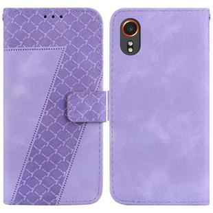 For Samsung Galaxy Xcover7 7-shaped Embossed Leather Phone Case(Purple)