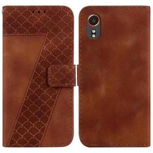 For Samsung Galaxy Xcover7 7-shaped Embossed Leather Phone Case(Brown)