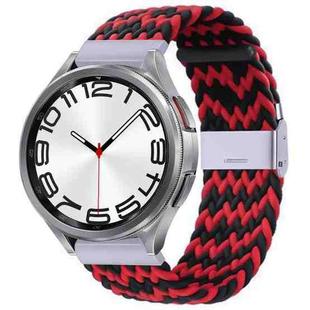 For Samsung Galaxy Watch 6 / 6 Classic Nylon Braided Metal Buckle Watch Band(W Red Black)