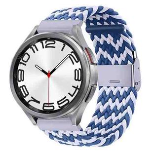 For Samsung Galaxy Watch 6 / 6 Classic Nylon Braided Metal Buckle Watch Band(W Blue White)