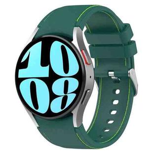 For Samsung Galaxy Watch 6 / 6 Classic Leather Silicone Watch Band(Dark Green)