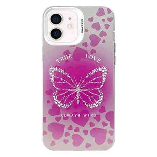 For iPhone 11 Electroplated Silver Series PC Protective Phone Case(Pink Butterfly)