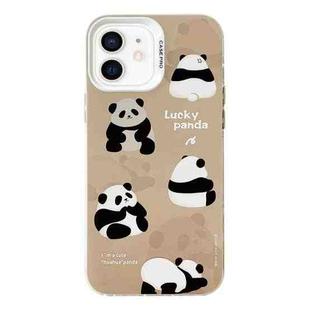 For iPhone 12 Electroplated Silver Series PC Protective Phone Case(Brown Panda)