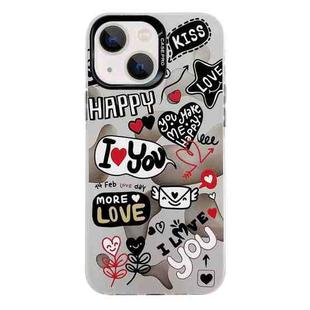 For iPhone 13 Electroplated Silver Series PC Protective Phone Case(Love Writing)