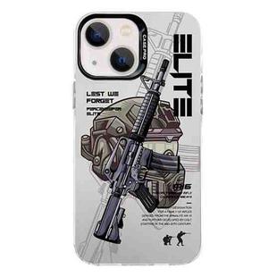 For iPhone 13 Electroplated Silver Series PC Protective Phone Case(Peaceful Warrior A)