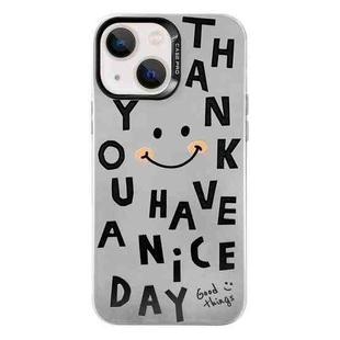 For iPhone 13 Electroplated Silver Series PC Protective Phone Case(Cute Smiley Face)