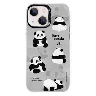 For iPhone 13 Electroplated Silver Series PC Protective Phone Case(Grey Panda)
