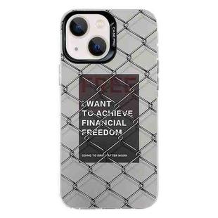 For iPhone 13 Electroplated Silver Series PC Protective Phone Case(Creative Text B)