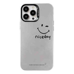For iPhone 13 Pro Electroplated Silver Series PC Protective Phone Case(Simple Smiley Face)