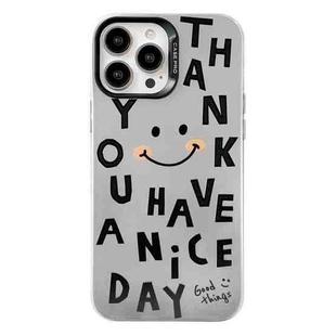 For iPhone 13 Pro Electroplated Silver Series PC Protective Phone Case(Cute Smiley Face)