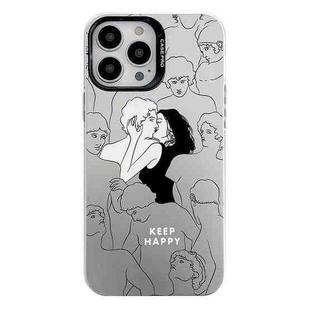 For iPhone 13 Pro Electroplated Silver Series PC Protective Phone Case(Lovers)