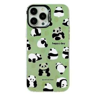 For iPhone 13 Pro Max Electroplated Silver Series PC Protective Phone Case(Green Panda)