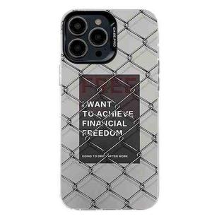 For iPhone 13 Pro Max Electroplated Silver Series PC Protective Phone Case(Creative Text B)