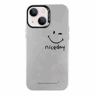 For iPhone 14 Electroplated Silver Series PC Protective Phone Case(Simple Smiley Face)