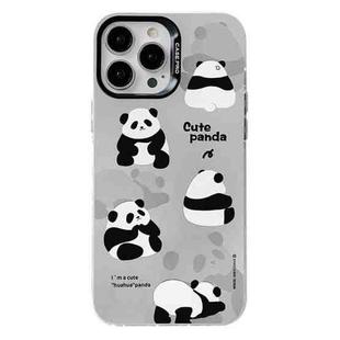 For iPhone 14 Pro Max Electroplated Silver Series PC Protective Phone Case(Grey Panda)