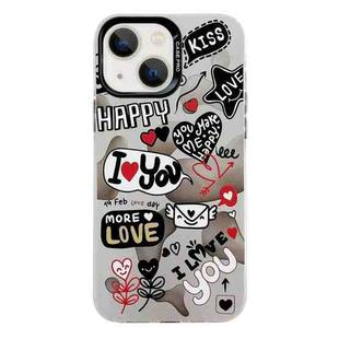 For iPhone 15 Electroplated Silver Series PC Protective Phone Case(Love Writing)