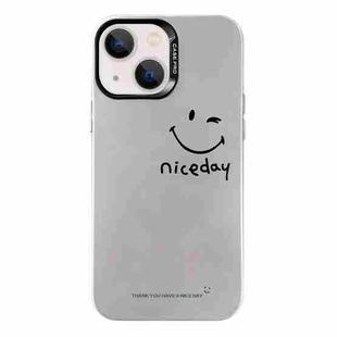 For iPhone 15 Electroplated Silver Series PC Protective Phone Case(Simple Smiley Face)