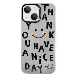 For iPhone 15 Electroplated Silver Series PC Protective Phone Case(Cute Smiley Face)