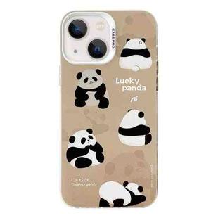 For iPhone 15 Electroplated Silver Series PC Protective Phone Case(Brown Panda)