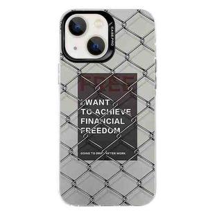 For iPhone 15 Electroplated Silver Series PC Protective Phone Case(Creative Text B)