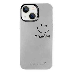 For iPhone 15 Plus Electroplated Silver Series PC Protective Phone Case(Simple Smiley Face)