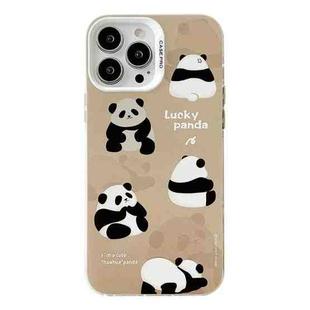 For iPhone 15 Pro Electroplated Silver Series PC Protective Phone Case(Brown Panda)