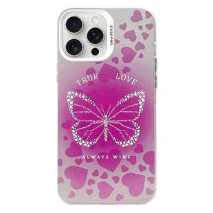 For iPhone 16 Pro Max Electroplated Silver Series PC Protective Phone Case(Pink Butterfly)