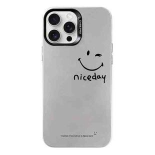 For iPhone 16 Pro Max Electroplated Silver Series PC Protective Phone Case(Simple Smiley Face)