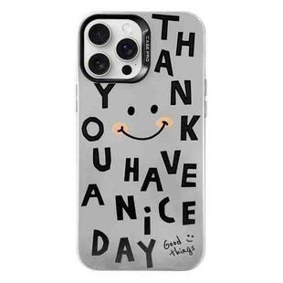 For iPhone 16 Pro Max Electroplated Silver Series PC Protective Phone Case(Cute Smiley Face)