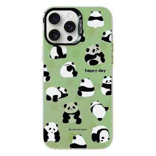 For iPhone 16 Pro Max Electroplated Silver Series PC Protective Phone Case(Green Panda)