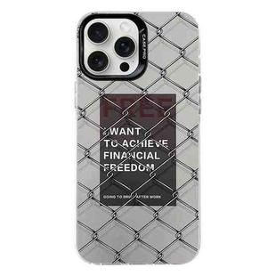 For iPhone 16 Pro Max Electroplated Silver Series PC Protective Phone Case(Creative Text B)