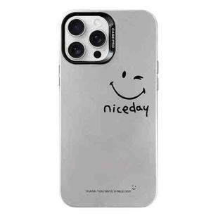 For iPhone 16 Pro Electroplated Silver Series PC Protective Phone Case(Simple Smiley Face)