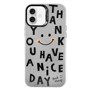 For iPhone 16 Plus Electroplated Silver Series PC Protective Phone Case(Cute Smiley Face)