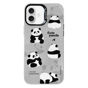 For iPhone 16 Plus Electroplated Silver Series PC Protective Phone Case(Grey Panda)