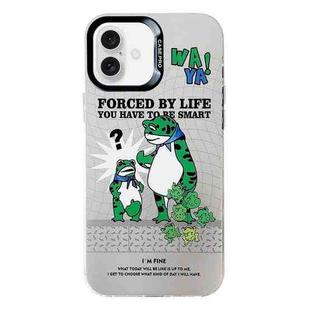 For iPhone 16 Electroplated Silver Series PC Protective Phone Case(Frog)