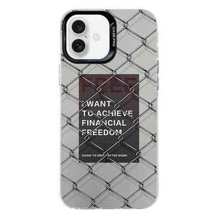 For iPhone 16 Electroplated Silver Series PC Protective Phone Case(Creative Text B)