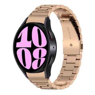 For Samsung Galaxy Watch 6 / 6 Classic Three Bead Stainless Steel Watch Band(Rose Gold)