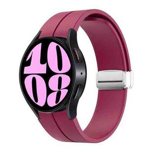 For Samsung Galaxy Watch 6 / 6 Classic Magnetic Folding Silver Buckle Silicone Watch Band, Size:Large Size(Wine Red)