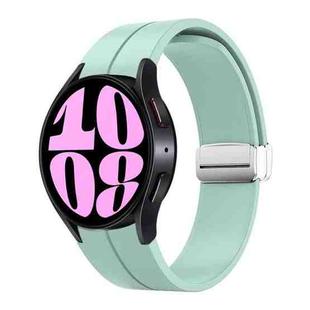 For Samsung Galaxy Watch 6 / 6 Classic Magnetic Folding Silver Buckle Silicone Watch Band, Size:Small Size(Teal)