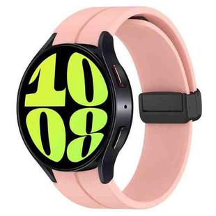 For Samsung Galaxy Watch 6 / 6 Classic Magnetic Folding Black Buckle Silicone Watch Band, Size:Large Size(Light Pink)