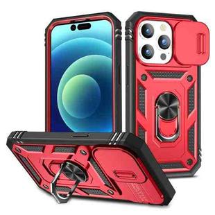 For iPhone 15 Pro Sliding Camshield Holder Phone Case(Red+Black)