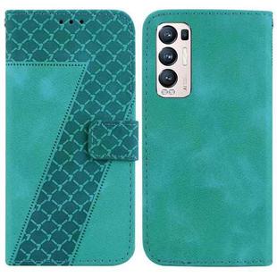 For OPPO Find X3 Neo/Reno5 Pro+ 5G 7-shaped Embossed Leather Phone Case(Green)