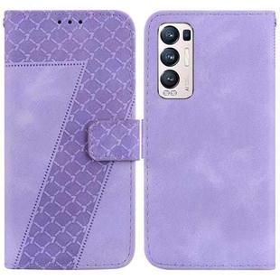 For OPPO Find X3 Neo/Reno5 Pro+ 5G 7-shaped Embossed Leather Phone Case(Purple)