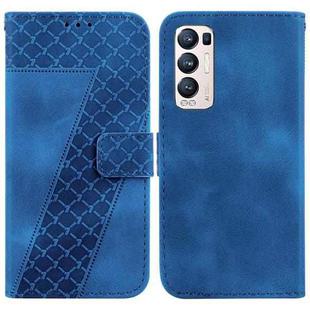 For OPPO Find X3 Neo/Reno5 Pro+ 5G 7-shaped Embossed Leather Phone Case(Blue)