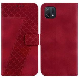 For OPPO A16K 7-shaped Embossed Leather Phone Case(Red)