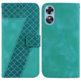 For OPPO A17/A17K Seven-shaped Embossed Leather Phone Case(Green)