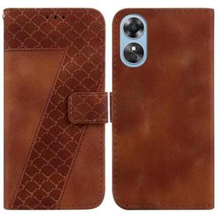 For OPPO A17/A17K 7-shaped Embossed Leather Phone Case(Brown)